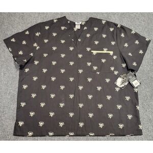 Scrub Dudz Pittsburgh Penguins NHL Logo Medical Scrubs Black Top Size X-Large